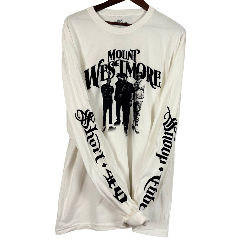 Mount Westmore Long Sleeve Graphic T-Shirt Snoop Dogg Ice Cube E-40 White Large